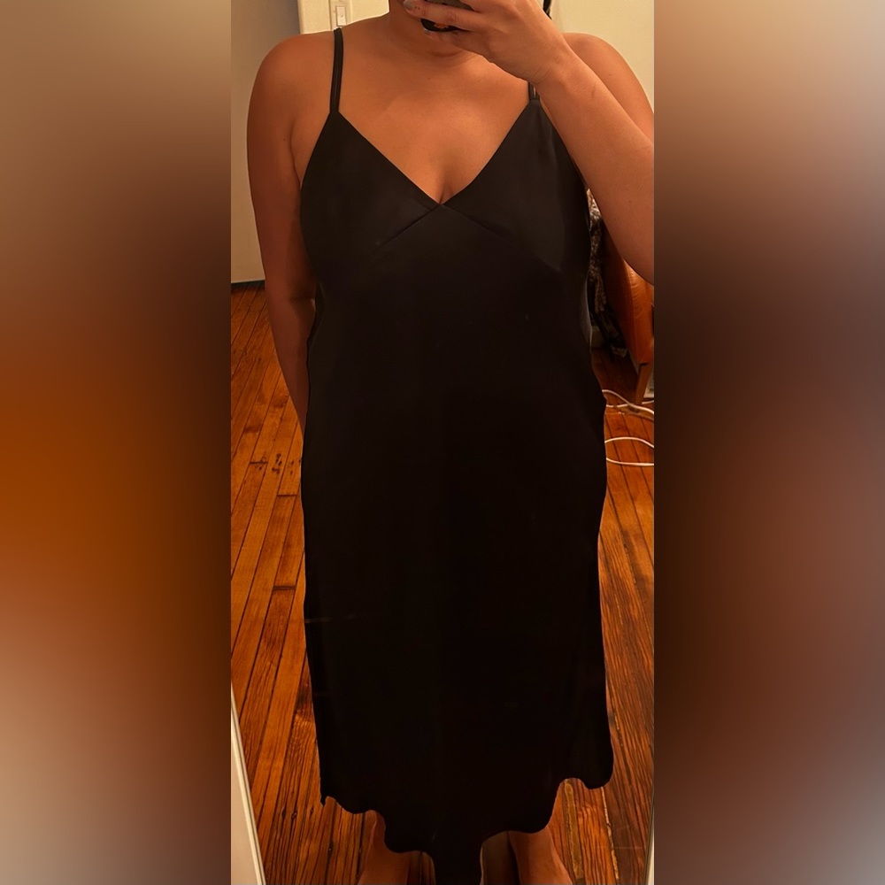 Zara Black Satin Slip Dress